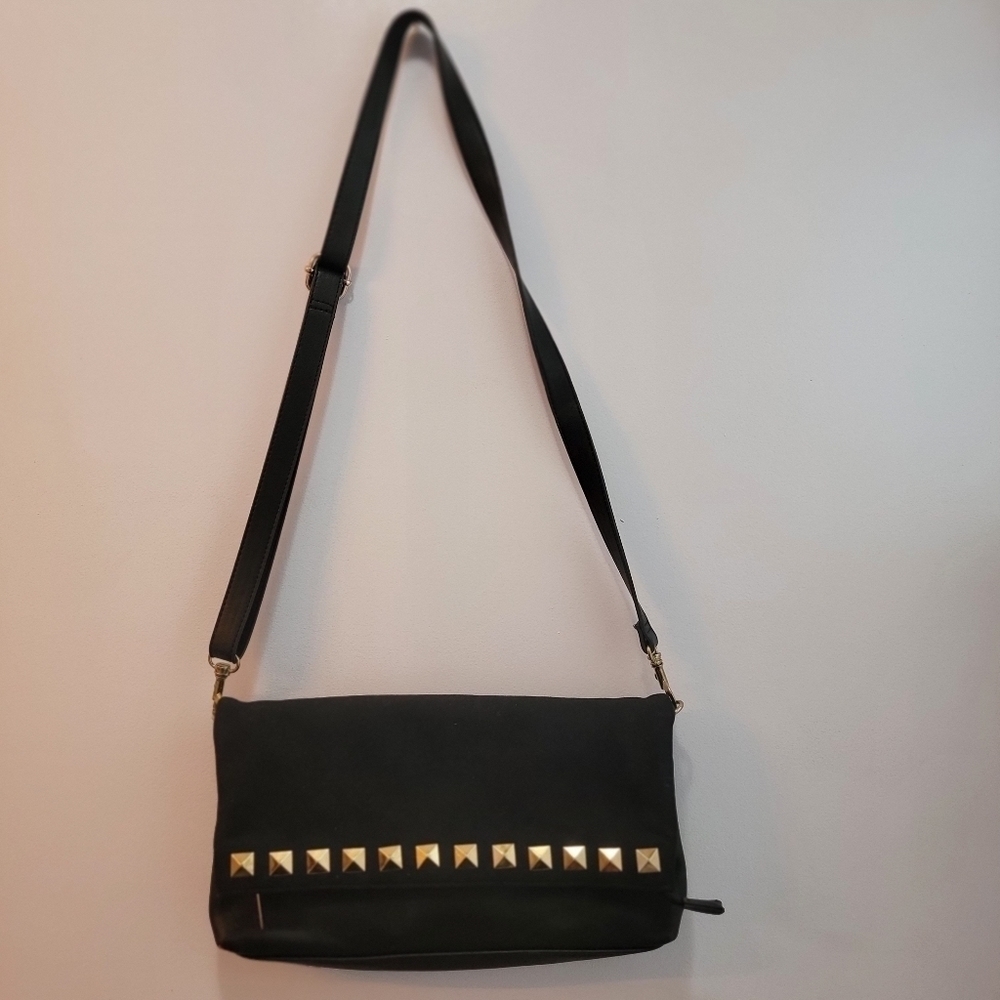 Vegan Leather and Faux Suede Crossbody / Clutch Handbag - Picture 2 of 5